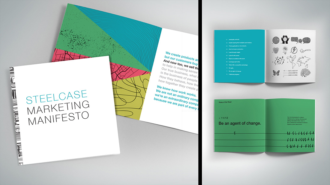 A visualized Steelcase Marketing Manifesto distributed to the global marketing team.