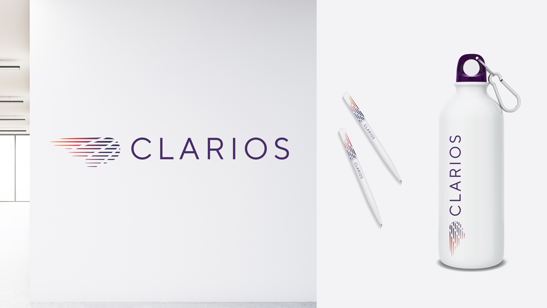 The identity appears at every touch point across the new Clarios world, including merchandise, signage, and facilities.